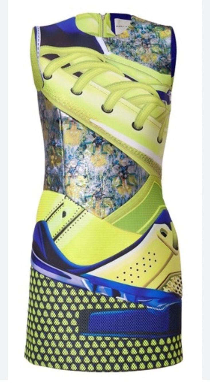 Mary Katrantzou x Adidas Silk Sneaker Print Shift Dress Multicolor US 6